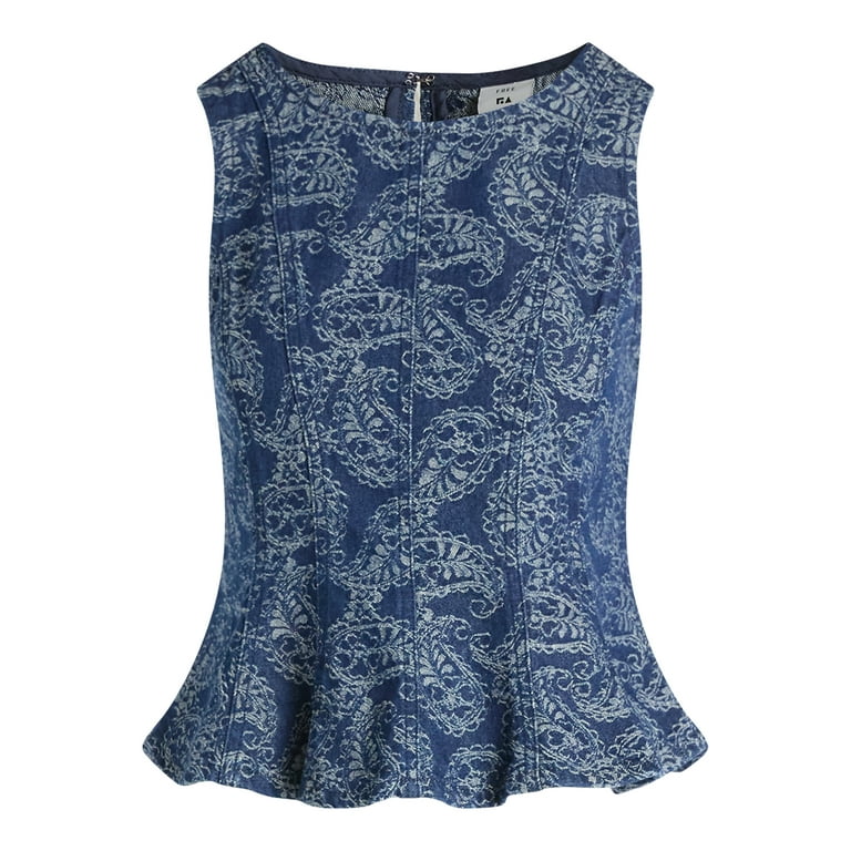 トップス Alumu jacquard peplum button tops 208150371-1-blue?$n_750w$&wid=