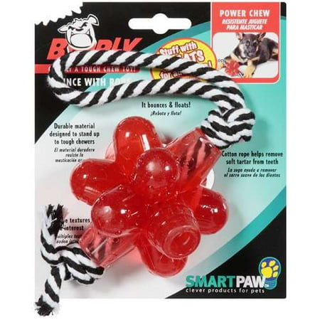 Petstages Burly Bounce with Rope Rubber Dog Chew Toy, Red