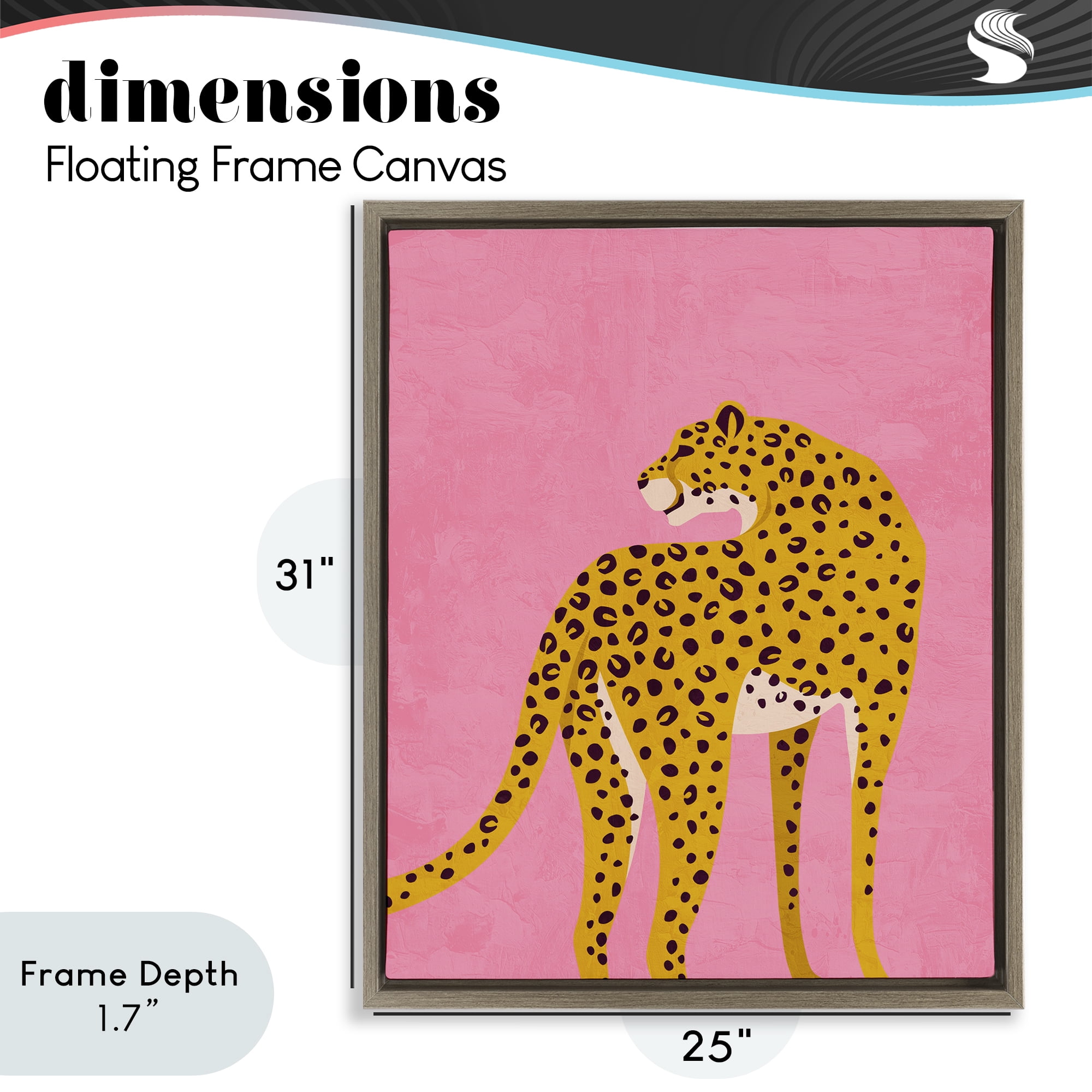 Stupell Industries Leopard on Pink Serenade Brown Framed Floater Canvas Wall Art, design by Kim Allen