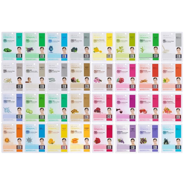 Juego de sábanas para mascarillas faciales DERMAL A+B Korea Collagen Essence x32