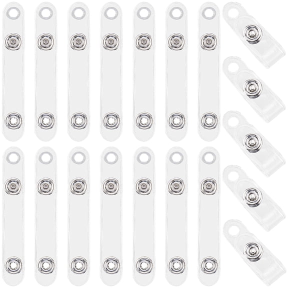 50Pcs Id Badge Strap Clear Badge Holder Clips Transparent PVC Plastic Vinyl Easily Attach Lanyard Clip Straps Attachment Replacements with Iron Snap and Eyelet