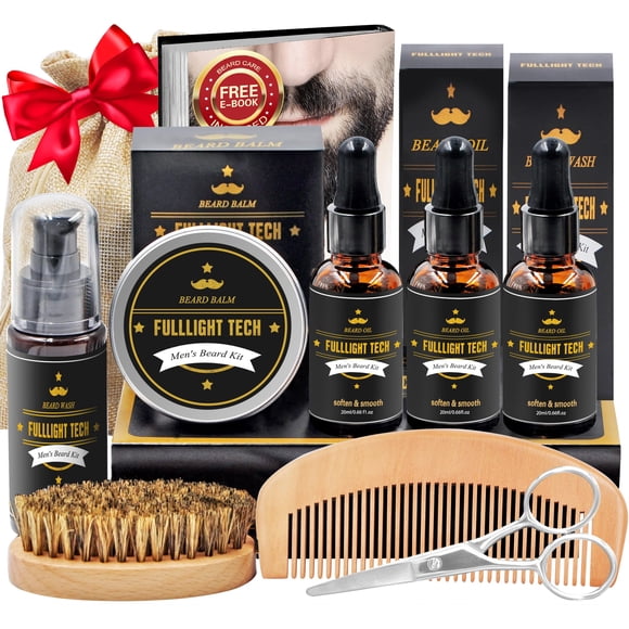 FullLight Tech Kit para Barba 60ml y 3x20ml Aceite - Nutrición - Regeneración - Fortalecimiento - Hecho en USA