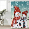 thumbnail image 2 of Teal Snowman Christmas Shower Curtains for Bathroom Waterproof Fabric Bath Curtains Decor Bath Tub Curtain Snowflake Xmas Decorative Shower Curtain Sets with 12 Hooks, 72x72 Inch, 2 of 6