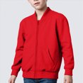thumbnail image 2 of KPOPLK Kids Zip Up Bomber Jacket 1-8 Years Long Sleeve Baseball Collar Sweatshirt Fall School Clothes Size 18-24 Months,Red, 2 of 8