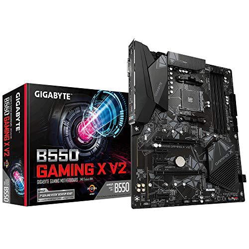 gigabyte amd b550 gaming x v2 motherboard with 10 3 phases digital twin power design, enlarged surface heatsinks, pcie 4.0 x16 slot, gigabyte gaming lan with bandwidth management,q-flash plus
