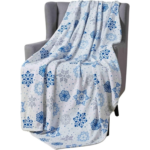 YQHWQ Blue Gray White Snowflake Sofa Bed Chair Embellishment Soft and Cozy Wool Plush Snowflake