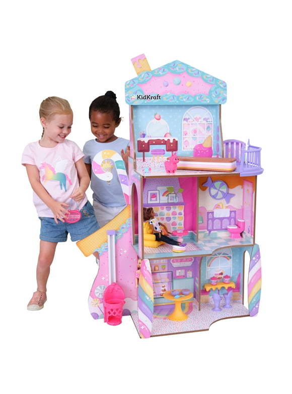 KidKraft Candy Castle Wooden Dollhouse with 28 Accessories, Ages 4 & up
