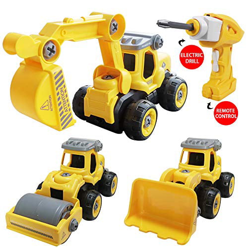 New 3 in 1 Construction Truck Toys Converts to Remote Control Car Kids DIY 