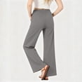 thumbnail image 5 of KIHOUT Women High Waisted Straight Leg Pants with Double Layer 4 Way Stretch Elastic Waistband Side Pockets Solid Color Casual Workwear Trousers, 5 of 5