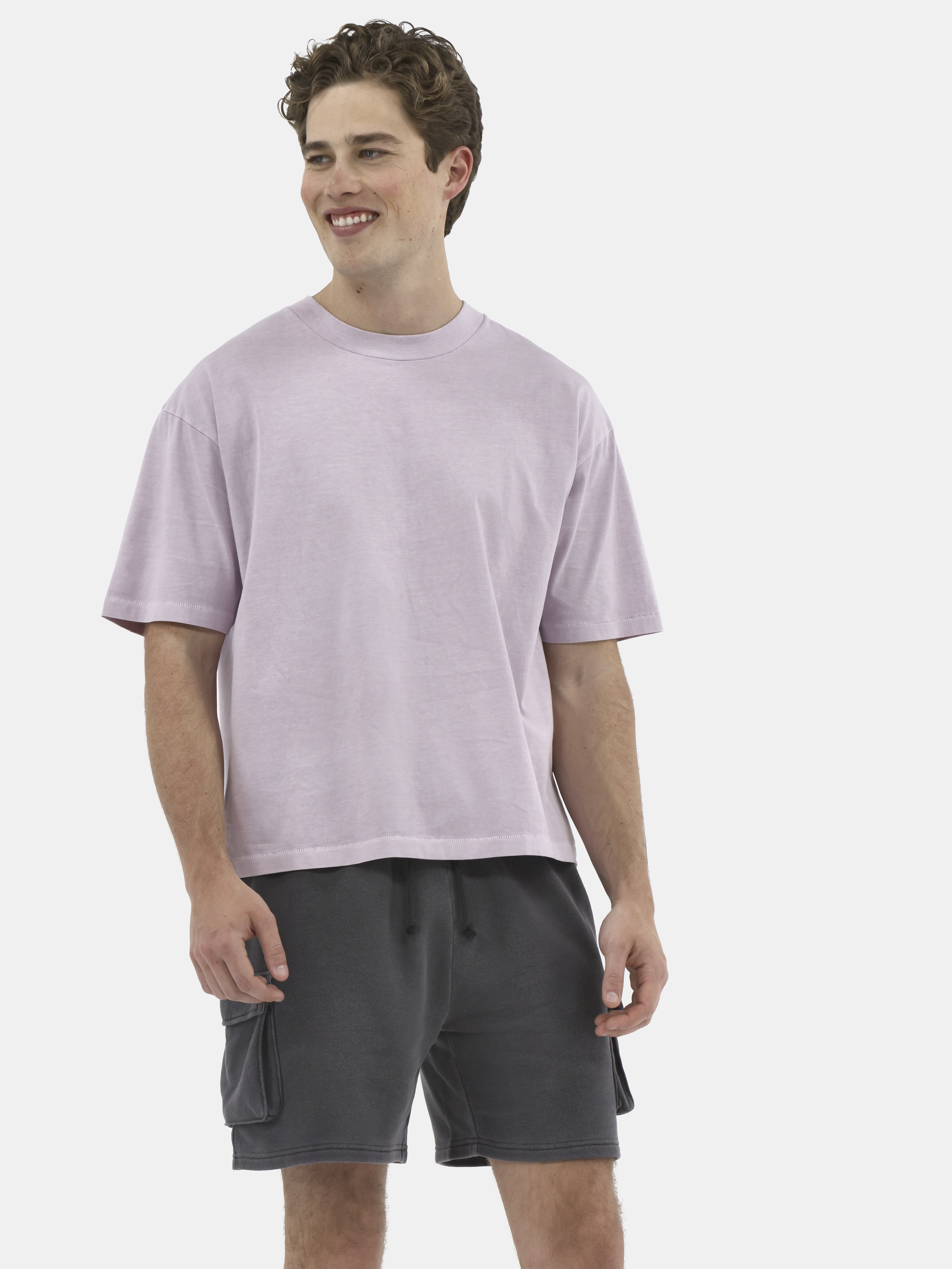 No Boundaries Cotton Oversized Cropped Tee with Short Sleeves, 2-Pack, Men's and Big Men's XS-5XL