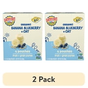 (2 pack) Earth's Best Organic Stage 2 Baby Food, Banana Blueberry Oat Puree, 3.5 oz Pouches (4 Pack)