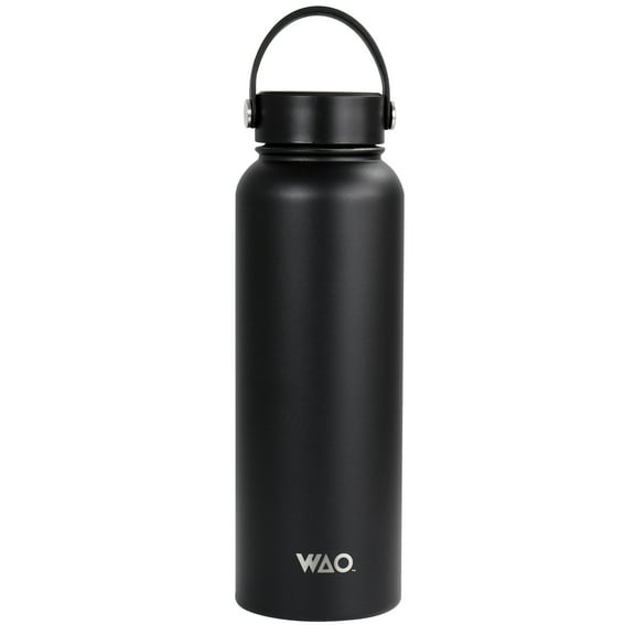 WAO 38 Ounce Thermal Bottle with Lid in Matte Black