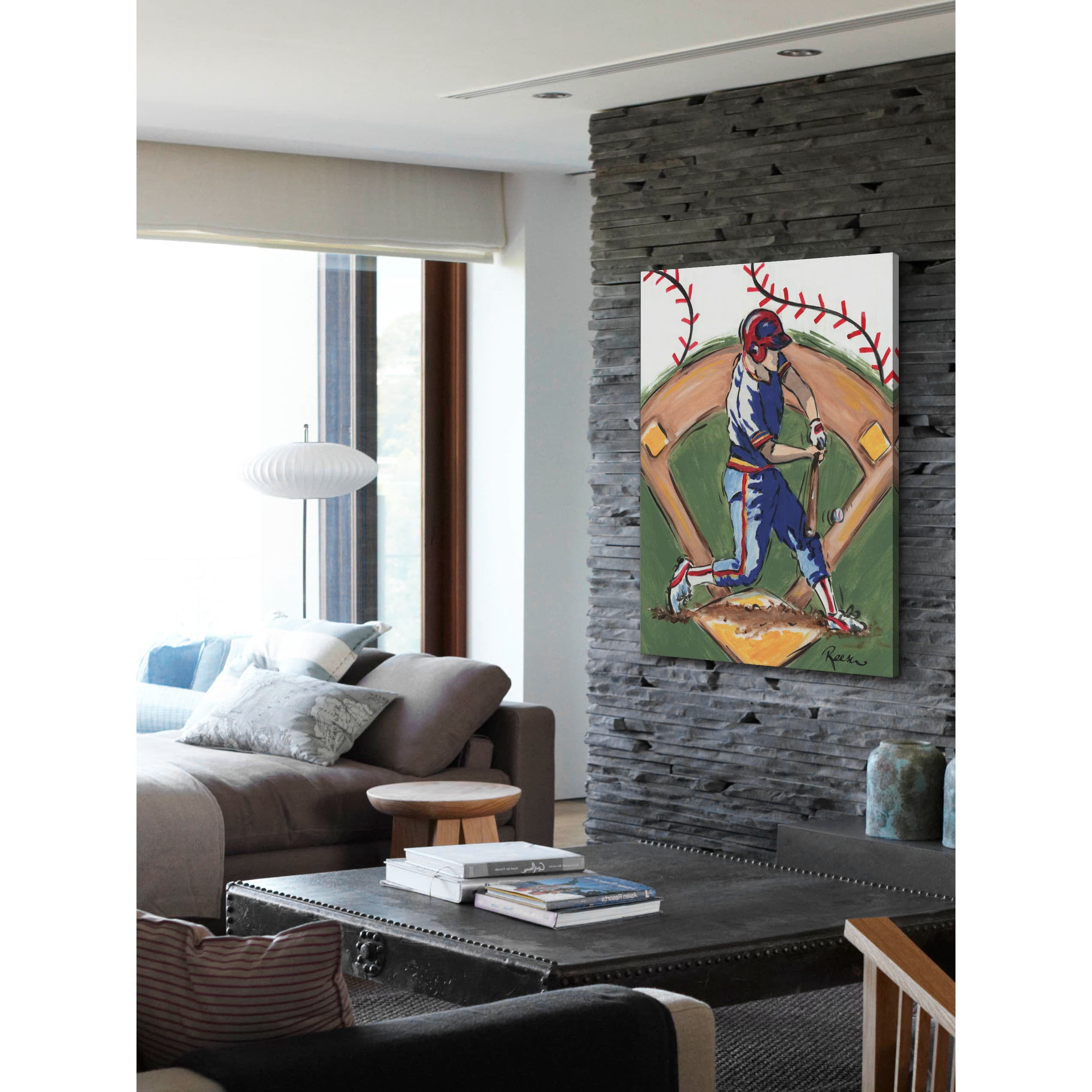 Marmont Hill "Baseball Player" by Reesa Qualia Painting Print on Wrapped Canvas