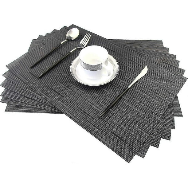 Dining Table Set Of 6 Black Babmoo Dining Table Mats Washable Woven Vinyl Table Mats Heat Resistant Table Mats