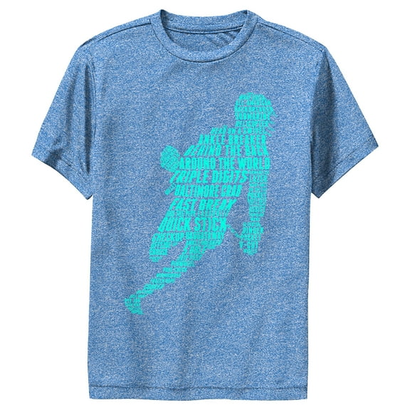 Boy's Lost Gods Lacrosse Slang Terms Silhouette Performance Graphic Tee Royal Blue Heather Small