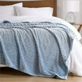 thumbnail image 2 of Madison Park Carved Plush Traditional Polyester Fabric King Blanket in Blue, 2 of 6