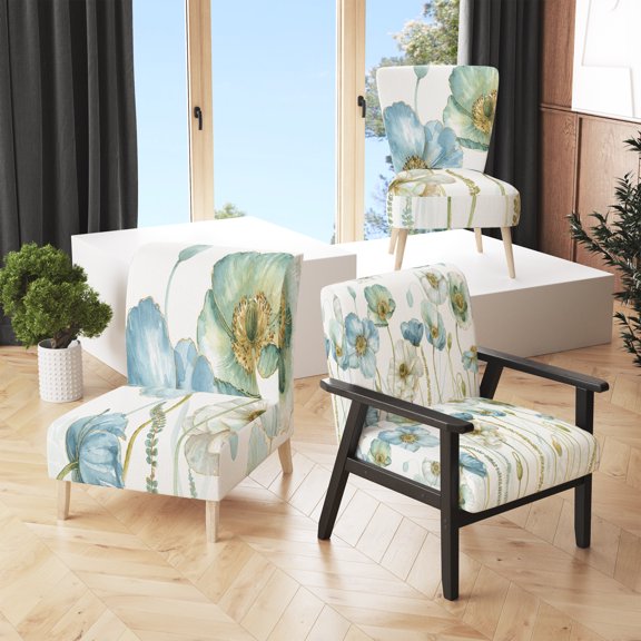 Designart "My Greenhouse Cottage Flowers IV" Upholstered Traditional Accent Chair - Arm Chair