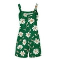 thumbnail image 4 of Women Summer Linen Shorts Overalls Rompers Cute Daisy Adjustable Strap Sleeveless Bib Shorts Jumpsuit with Pockets, 4 of 4