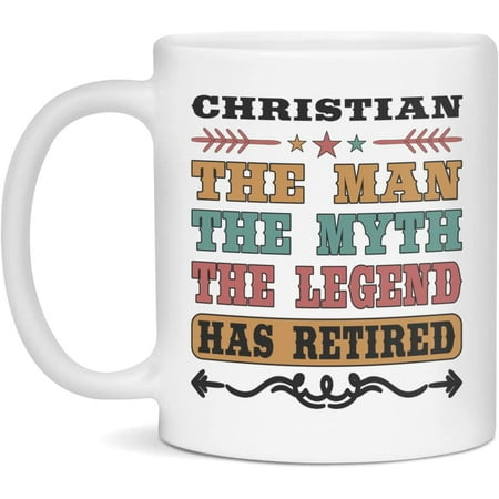 

Retirement Mug For Christian The Man The Myth Christian Retirement Mug 11-Ounce White