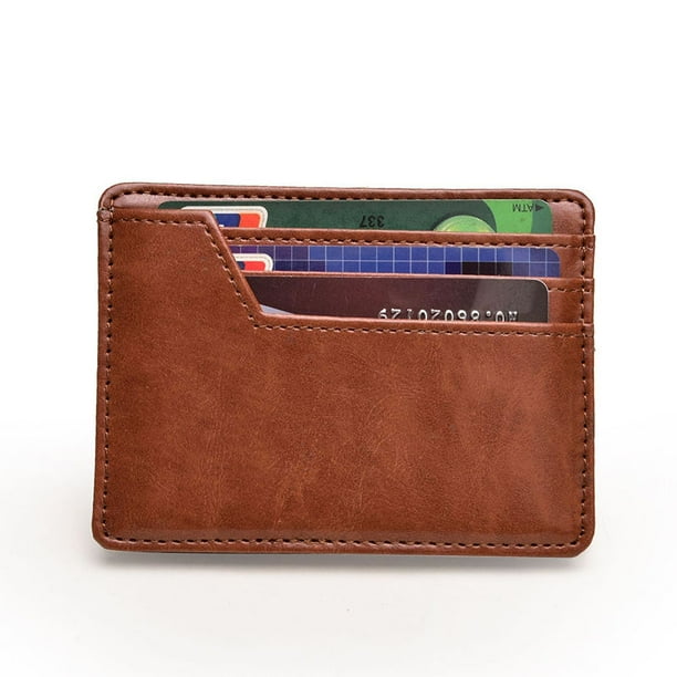 Cartera Hombre Piel Genuina - Dinero - Cartera Hoja y Tarjetero Hombre - Tarjetero Banco. Color Café