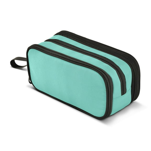 ALAZA Light Green Color Pencil Case Bag 3 Compartment Pen Pouch Large Storage Holder Box Organizer
