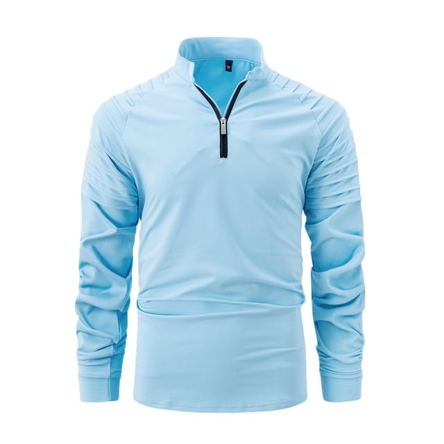 pstuiky Camisas de manga larga abrigadas para hombre, Camiseta deportiva de manga corta con cuello alto y media cremallera para hombre top de hombre xxxl