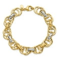 thumbnail image 3 of Auriga 14k Yellow Gold Rhodium Polished and Textured Fancy Link Bracelet 7.75inch for Women, 3 of 5