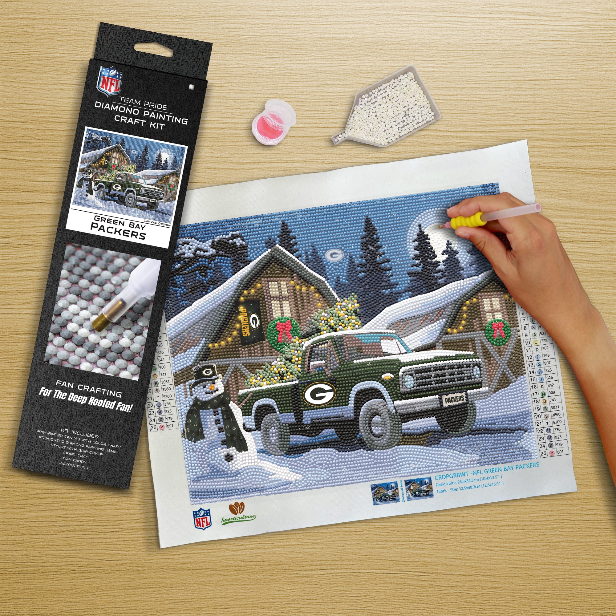 Green Bay Packers Winter Truck Diamond Art Holiday Craft Kit