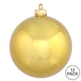 thumbnail image 3 of Vickerman 2.75" Christmas Ornament Ball, Gold Shiny Finish, Shatterproof Plastic, UV Resistant, Holiday Christmas Tree Decoration, 12 Pack, 3 of 5