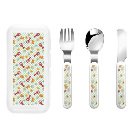 

Rateoe Lobster Sea Shell for Stainless Steel Kids Silverware Set - Child and Toddler Safe Flatware - Children s Knife Fork And Spoon Set