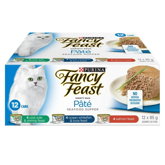 Fancy Feast Seafood Supper Pate Variety Pack, Wet Cat Food 12 X 85g, 12 X 85g