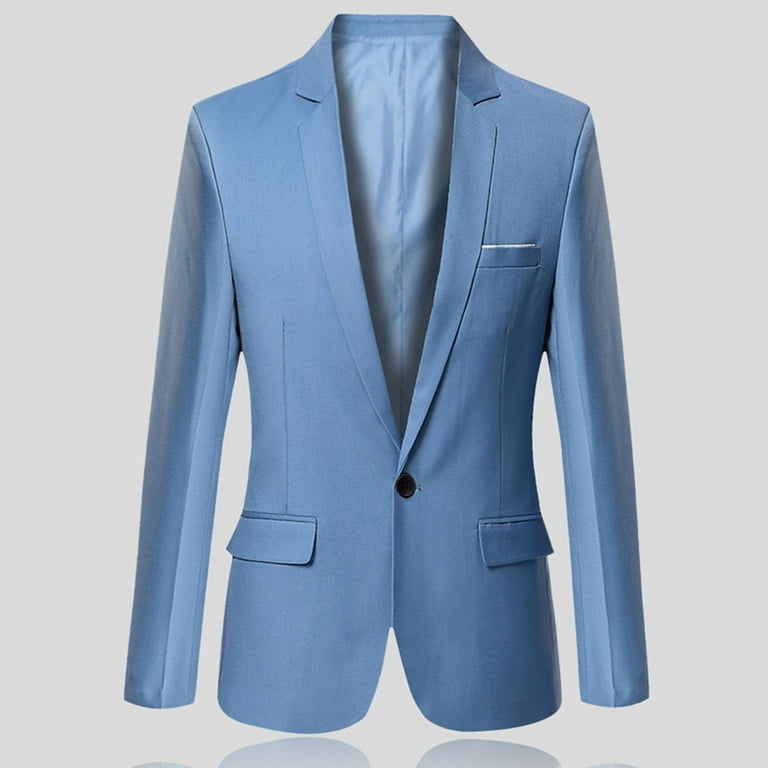 ジャケット Flap-pockets Single-breasted Blazer Flap Pockets Long Sleeve Men Blazer Solid Color Single