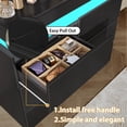 thumbnail image 5 of NYBOPAVIS 6 Drawer Dresser for Bedroom, 39" Wide Black Wooden Dresser for Clothes, Modern Chest of Drawers with Flip Top Storage, LED Lights & Charging Station for Closet, Living Room, Entryway, 5 of 9