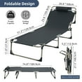 thumbnail image 5 of Sensch Portable Folding Camping Cot Bed with Cushion & Pillow, Adjustable 4-Position Lounger Chair, 74.8×26.8 inches, 5 of 13