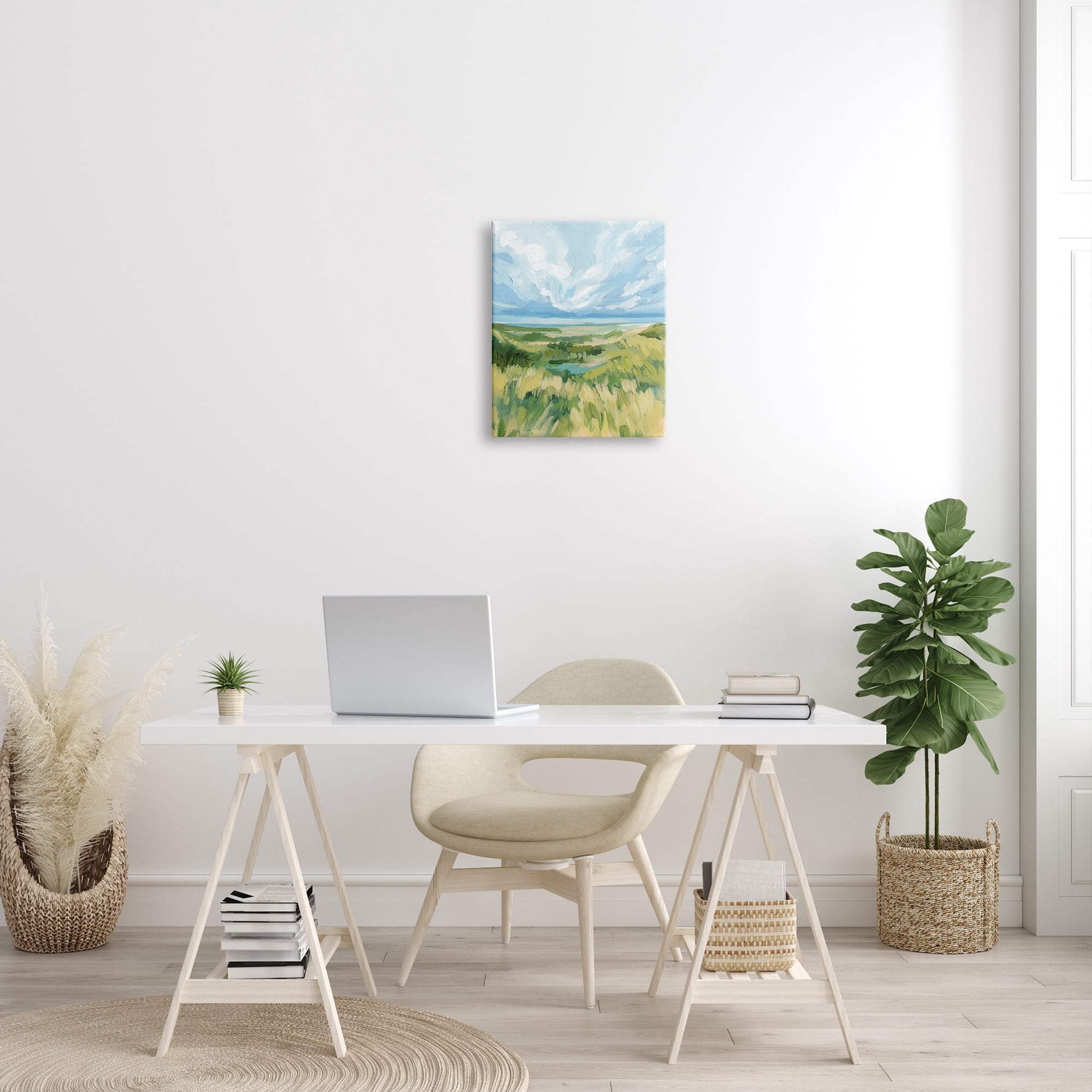 Stupell Coastal Grassy Dunes Landscape Landscape Painting Gallery Wrapped Canvas Print Wall Art