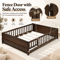 thumbnail image 6 of Miniyam Full Size Kids Floor Bed with Guardrails, Door and Book Storage, Espresso, 6 of 7