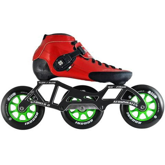 Atom Luigino Strut 3 Wheel Indoor Inline Skate Package (Boom Indoor 110mm XFirm, 12J, Red, SWISS)