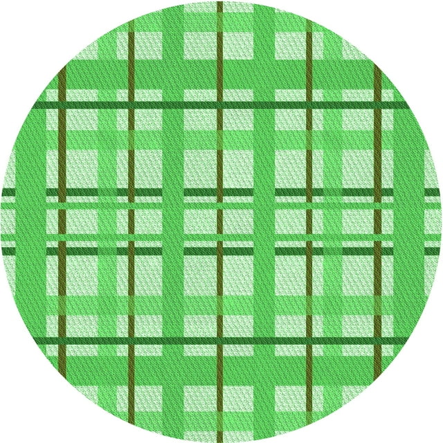 Ahgly Company Tapis Rond Lavable en Machine Intérieur Transitionnel Vert, 7 Pieds Rond
