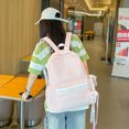 thumbnail image 5 of Solid Color Backpack with Zippered Side Pocket, Aesthetic School Backpack, Lightweight Breathable Bookbag for Middle School College, Pink, 5 of 10