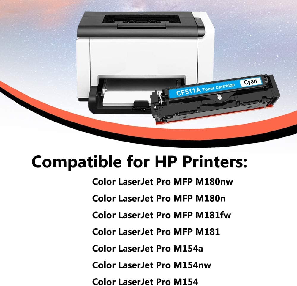 Cuxwill Cyan Compatible 204A CF511A Toner Cartridge Used for HP Color Laserjet  Pro MFP M180nw M180n M154nw M181fw M181 | Walmart Canada