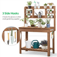 thumbnail image 4 of Renwick Potting Bench Table with Display Rack/ Storage Shelf/ Hanger, Brown, 4 of 7