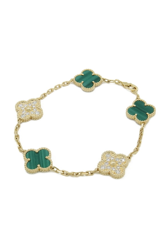 Pre-Owned Van Cleef & Arpels Alhambra Bracelet, 5 Motifs, 18K Gold, Diamonds, VCARO7GQ00