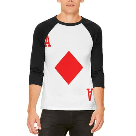 Halloween Ace of Diamonds Card Soldier Costume Mens Raglan T Shirt