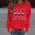 thumbnail image 2 of MaFYtyTPR Women's Long Sleeve Tops Christmas Printed Fashionable Loose Casual Regular Hoodless Pullover Sweatshirt Top Red M, 2 of 5