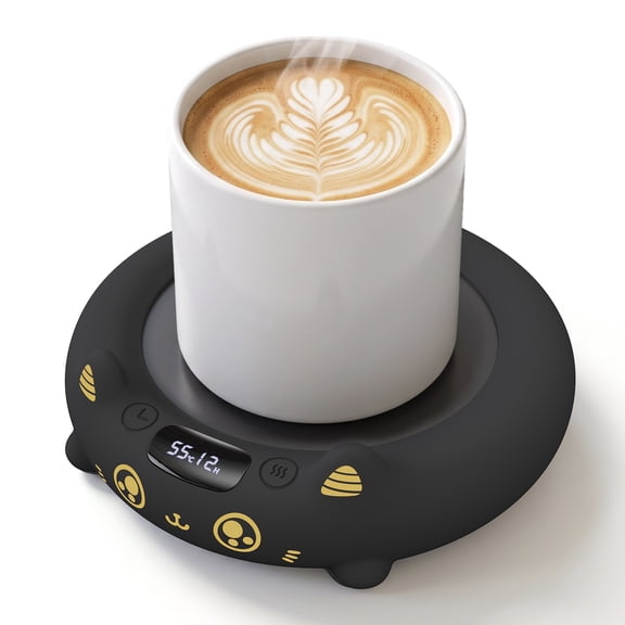 MYMULIKE Cat Mug Warmer, Cute Pet Design Electric Coffee Mug Warmer, 4 Temp Settings Drink Heating Coaster with Timer, Desk Coffee Cup Warmer for Home Office