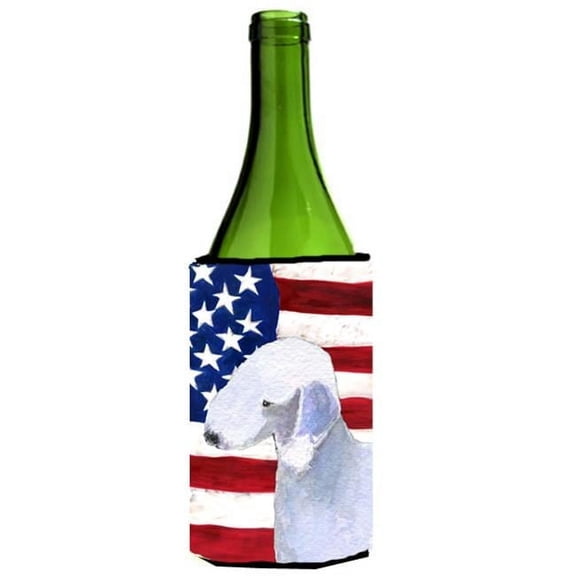 Usa American Flag With Bedlington Terrier Wine bottle sleeve Hugger - 24 oz.