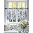 thumbnail image 4 of Blue Geometric Sheer Curtains 54 Inch Length 2 Panels for Living Room, Watercolor Chevron Abstract Voile Kitchen Curtain Set, Luxury Privacy Drapes Window Treatment for Bedroom, 4 of 7