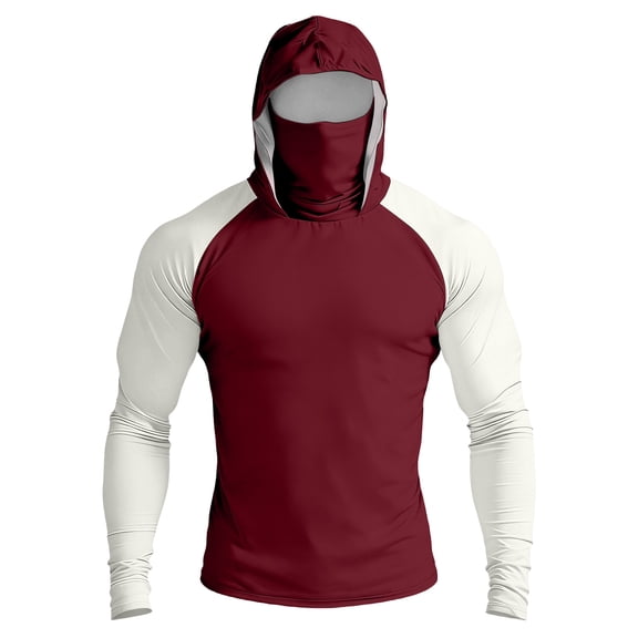 Men's Color Block Drop Shoulder Hooded Long Sleeve Sun Shirt, Lightweight UPF Protective Pullover Top for Outdoor Sports, Hiking and Casual Daily Use
