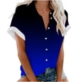 thumbnail image 4 of Jalioing Short Sleeve Shirt for Women Plus Size Tshirt Gradient Color Button down Lapel Casual Shirts, 4 of 7