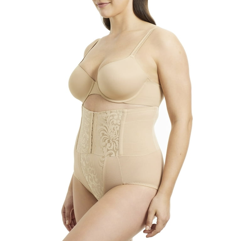 Cupid Women's Extra Firm Control Waist Cinching Shapewear Brief with Satin  Deluster Panels 